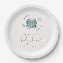 Minimal moderne Boho Kleidung Muster Babydusche Pappteller