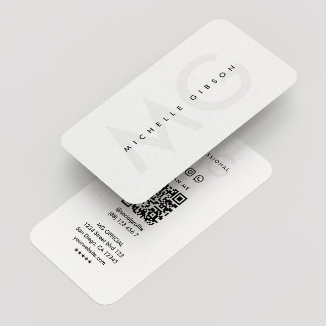 Minimal moderne, einfache Berufliche Monogramm Wei Visitenkarte (Minimal Modern Simple Professional Monogram White Business Card
)