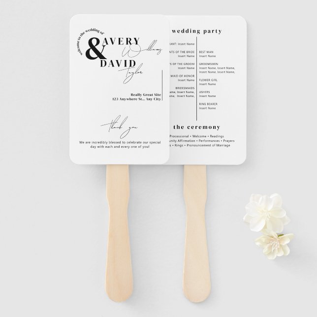 Minimal moderne einfache Hochzeit Fächer (Vorne und Hinten)