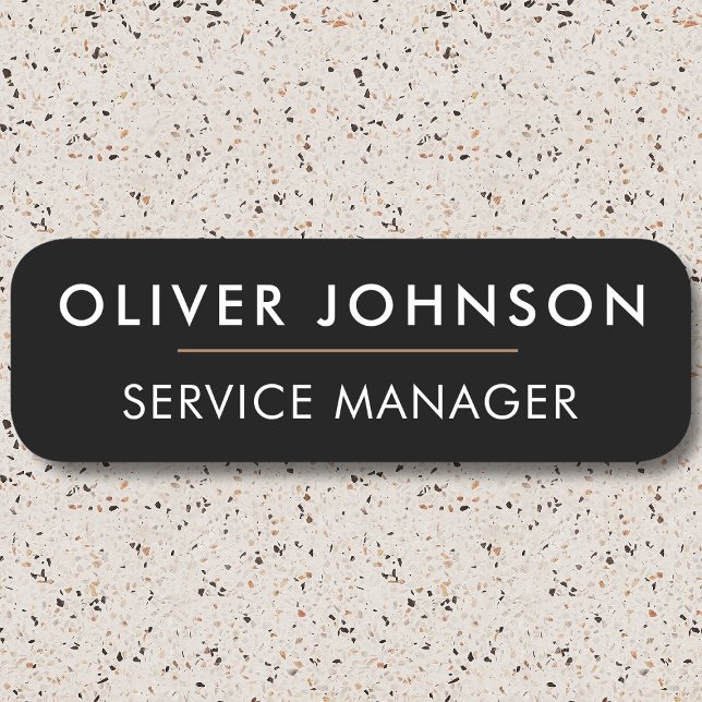 Minimal moderne, einfache Schwarz Beruflich Magnet Namensschild (Von Creator hochgeladen)