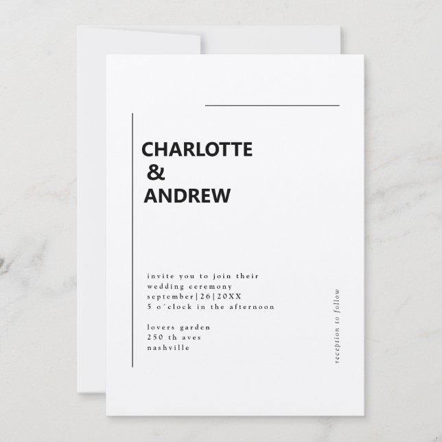 Minimal, moderne Einladung (Vorderseite)