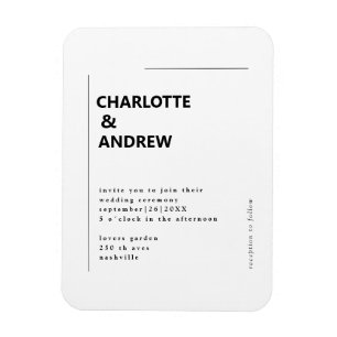 Minimal, moderne Einladung Hochzeit Einladung Magnet