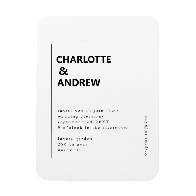 Minimal, moderne Einladung Hochzeit Einladung Magnet (Vertikal)