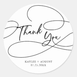 Minimal moderne Extravagante Schrift "Danke" Hochz Runder Aufkleber