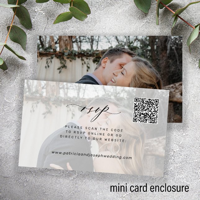 Minimal moderne Foto QR Code Hochzeit RSVP Begleitkarte (Von Creator hochgeladen)
