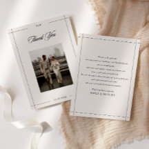 Minimal moderne Grenze Foto Hochzeit danke Karte