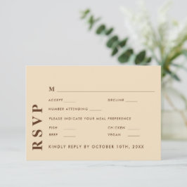 Minimal moderne helle Beige Hochzeit Elegant RSVP Karte