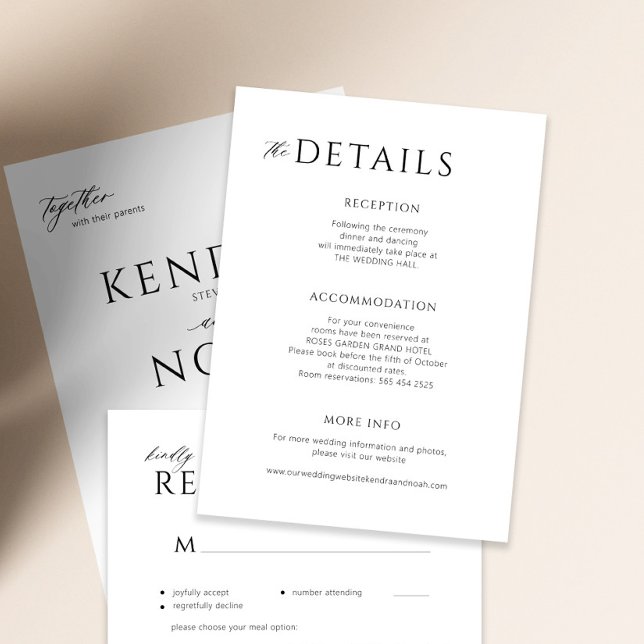 Minimal moderne Hochzeitsdetails Begleitkarte (The invitation and the RSVP card can be purchased separately)