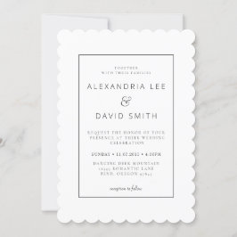 Minimal moderne klassische Schwarz-Weiß-Hochzeit Einladung