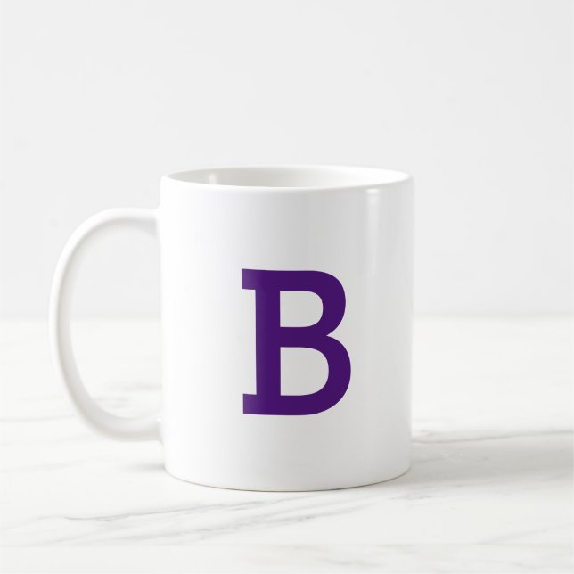 Minimal moderne Monogramm Anfangsbuchstabe dunkel  Kaffeetasse (Links)