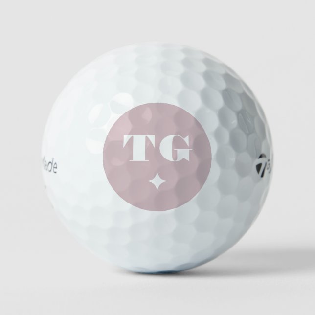 Minimal moderne Monogramm Rosa Rosa Namenssteine Golfball (Vorderseite)