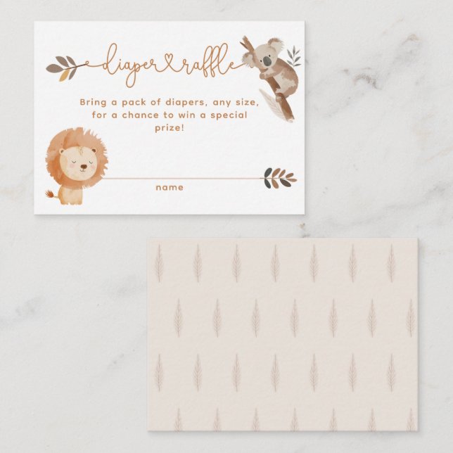 Minimal moderne, neutrale Safari-TierBaby-Dusche Begleitkarte (Vorne/Hinten)