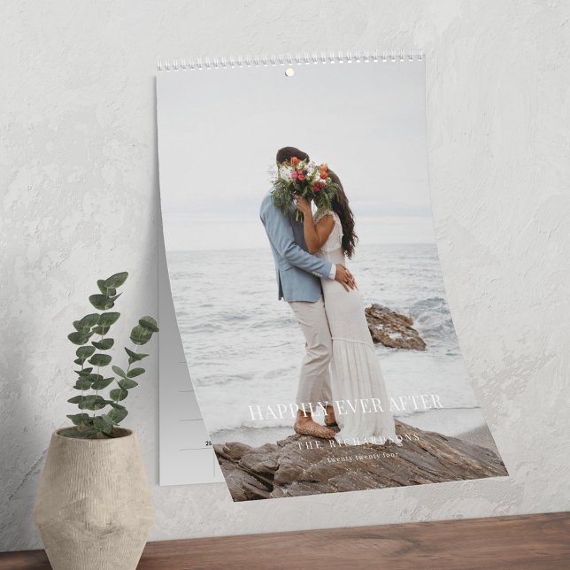 Minimal moderne Neuvermählte Hochzeitsstipps-Foto- Kalender (Minimal Modern Newlyweds Wedding Photo Memories Calendar (Cover Design))