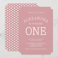 Minimal moderne Pink Polka Dot Erster Geburtstag