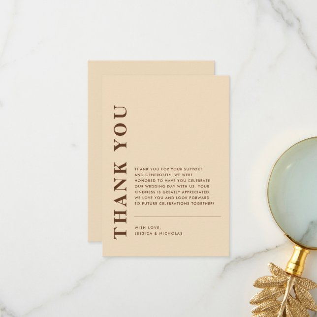 Minimal moderne QR Code Light Beige Hochzeit Dankeskarte (Vorderseite/Rückseite Beispiel)