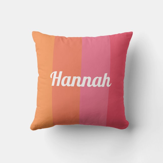 Minimal moderne rosa Orangenstreifen Personalisier Kissen (Rückseite)