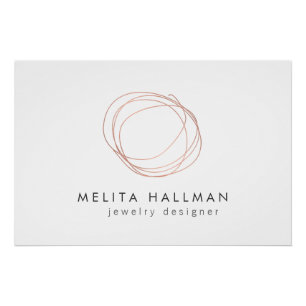 Minimal Moderne Rose Gold Scribble Logo Download Poster