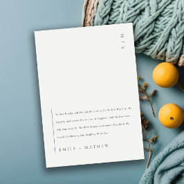 Minimal moderne Schwarz/Weiß Moderne Hochzeit Dankeskarte