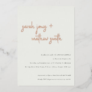 Minimal moderne Schwarz-weiß Script Couples Dusche Folieneinladung