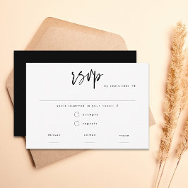 Minimal moderne Schwarze Schrift Wahl Hochzeit RSVP Karte