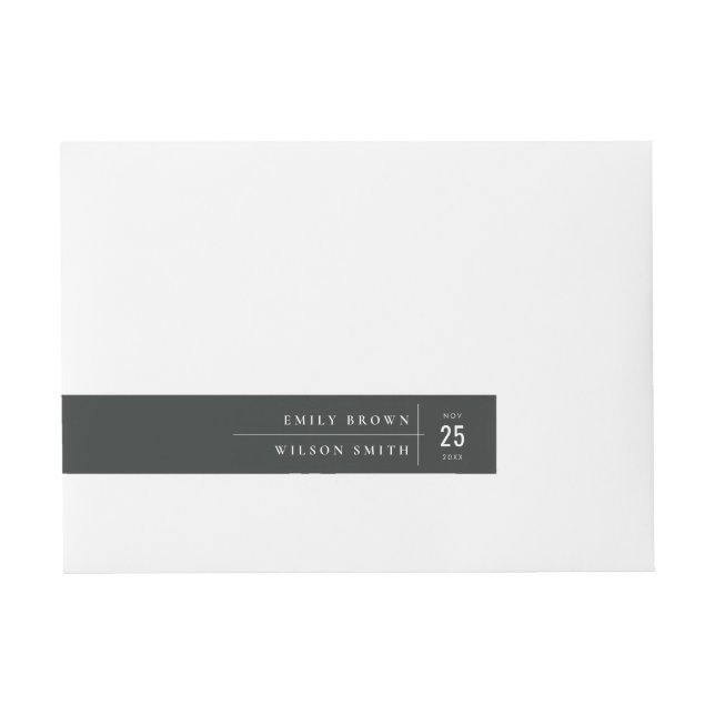 MINIMAL MODERNE SCHWARZE UND WEISSE TYPOGRAFISCHE  Rundum-Adressaufkleber (Vorderseite)