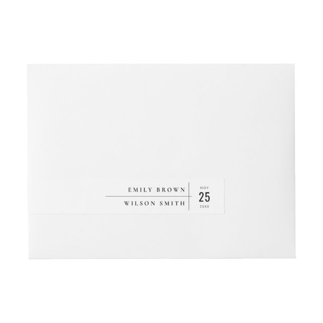 MINIMAL MODERNE SCHWARZE UND WEISSE TYPOGRAFISCHE  Rundum-Adressaufkleber (Vorderseite)