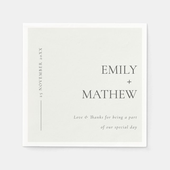 MINIMAL MODERNE SCHWARZE UND WEISSE TYPOGRAFISCHE  SERVIETTE (Vorderseite)