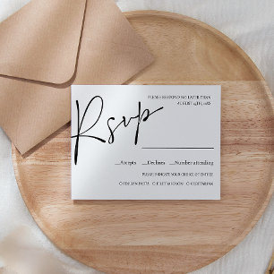 Minimal moderne Script WEDING RSVP MEAL WAHL Karte