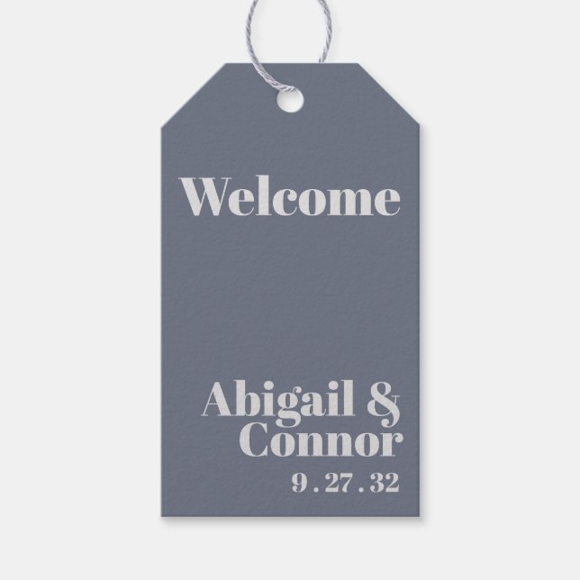 Minimal moderne Soft Gray Blue Lavender Typografie Geschenkanhänger (Vorderseite)