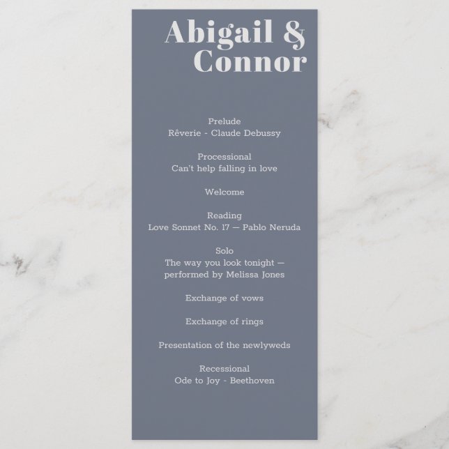 Minimal moderne Soft Gray Blue Lavender Typografie Programm (Vorderseite)