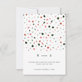 Minimal moderne Terrazzo Muster Grün rosa Hochzeit Save The Date