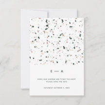 Minimal moderne Terrazzo Muster Grün rosa Hochzeit