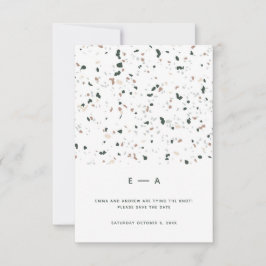 Minimal moderne Terrazzo Muster Grün rosa Hochzeit Save The Date