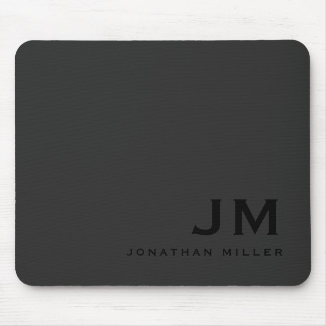 Minimal moderne trendy Monogram Black Out Mousepad (Vorne)