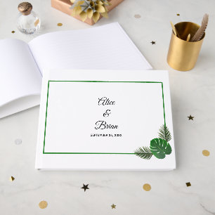 Minimal moderne tropische Vegetation Hochzeit Gästebuch