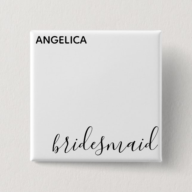 Minimal moderne Typografie Hochzeit Bridesmaid Ges Button (Vorderseite)