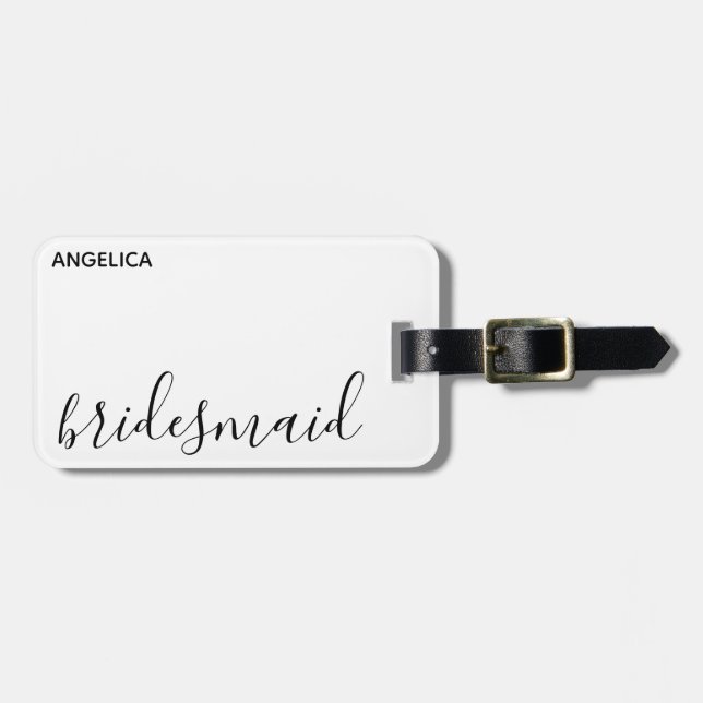 Minimal moderne Typografie Hochzeit Bridesmaid Ges Gepäckanhänger (Vorderseite horizontal)