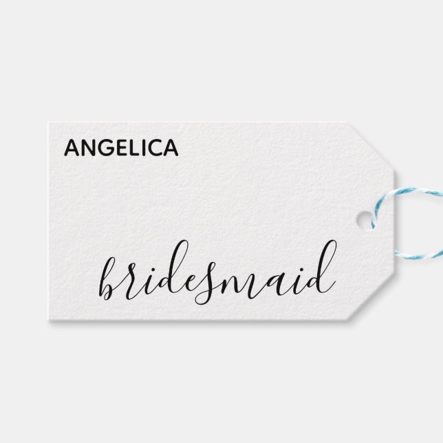 Minimal moderne Typografie Hochzeit Bridesmaid Ges Geschenkanhänger (Vorderseite (Horizontal))