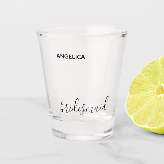 Minimal moderne Typografie Hochzeit Bridesmaid Ges Schnapsglas (Vorderseite)