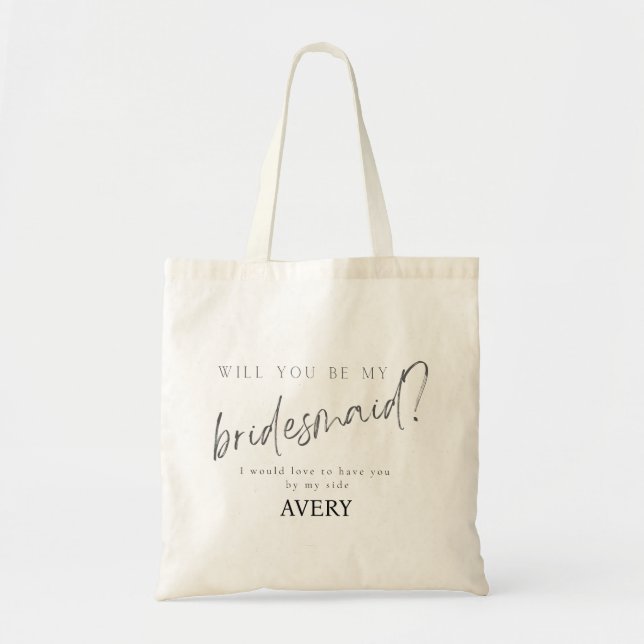 Minimal moderne Typografie Hochzeit Bridesmaid Ges Tragetasche (Vorne)
