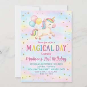 Minimal moderne Unicorn Invitation Anniversaire