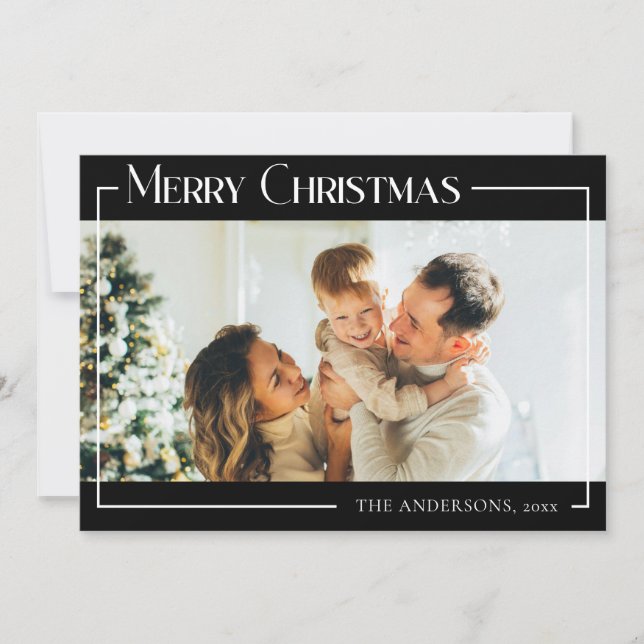 Minimal Moderne Weihnachtsfamilienfotokarte Feiertagskarte (Vorderseite)