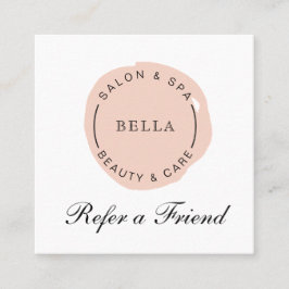 Minimal Moderner Blush Salon und Wellness-Center Empfehlungskarte
