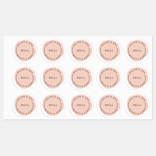 Minimal Moderner Blush Salon und Wellness-Center Etiketten (Blatt)