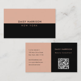 Minimal moderner einfacher QR Code Schwarz & Rosa Visitenkarte