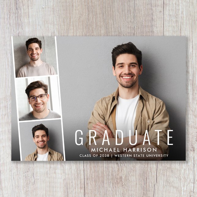 Minimal Moderner Foto Strip Abschluss Ankündigung (Share the pride and excitement of your grad's achievement with friends and family near and far)