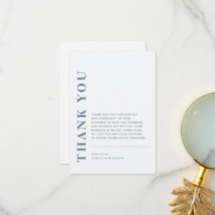 Minimal moderner QR Code Blau & Weiß Hochzeit Dankeskarte