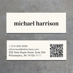 Minimal moderner QR-Code-Creme Mini Visitenkarte
