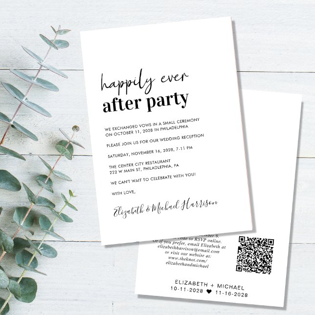 Minimal moderner QR-Code Hochzeitsempfang Ankündigung (Von Creator hochgeladen)