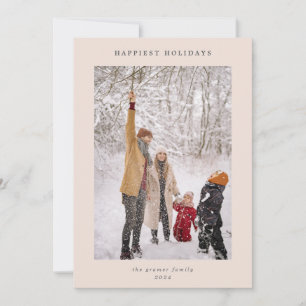 Minimal Modernes Blush Gray Happiest Holidays Foto Feiertagskarte